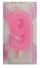 Pink Number 9 Birthday Candle